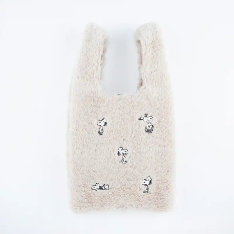 PEANUTS ファーショッパートート LIGHT BEIGE